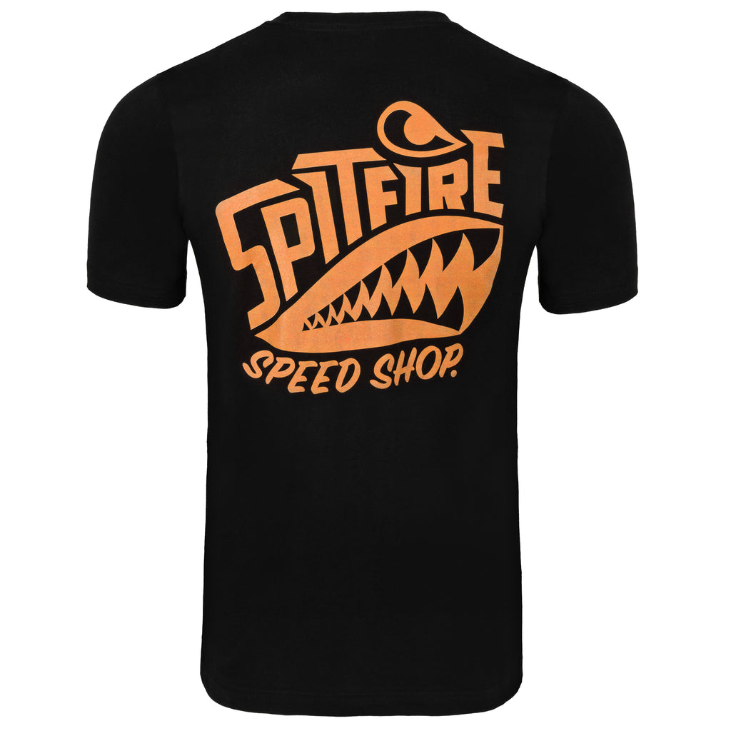 Spitfire Black T-Shirt With Orange Logo