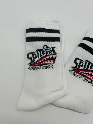 Original Spitfire Speed Shop White Crew Socks