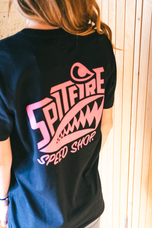 Spitfire Black T-Shirt With Pink Logo