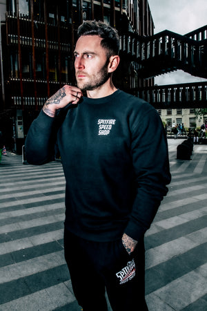 Spitfire Black Crew Sweatshirt With White Logo