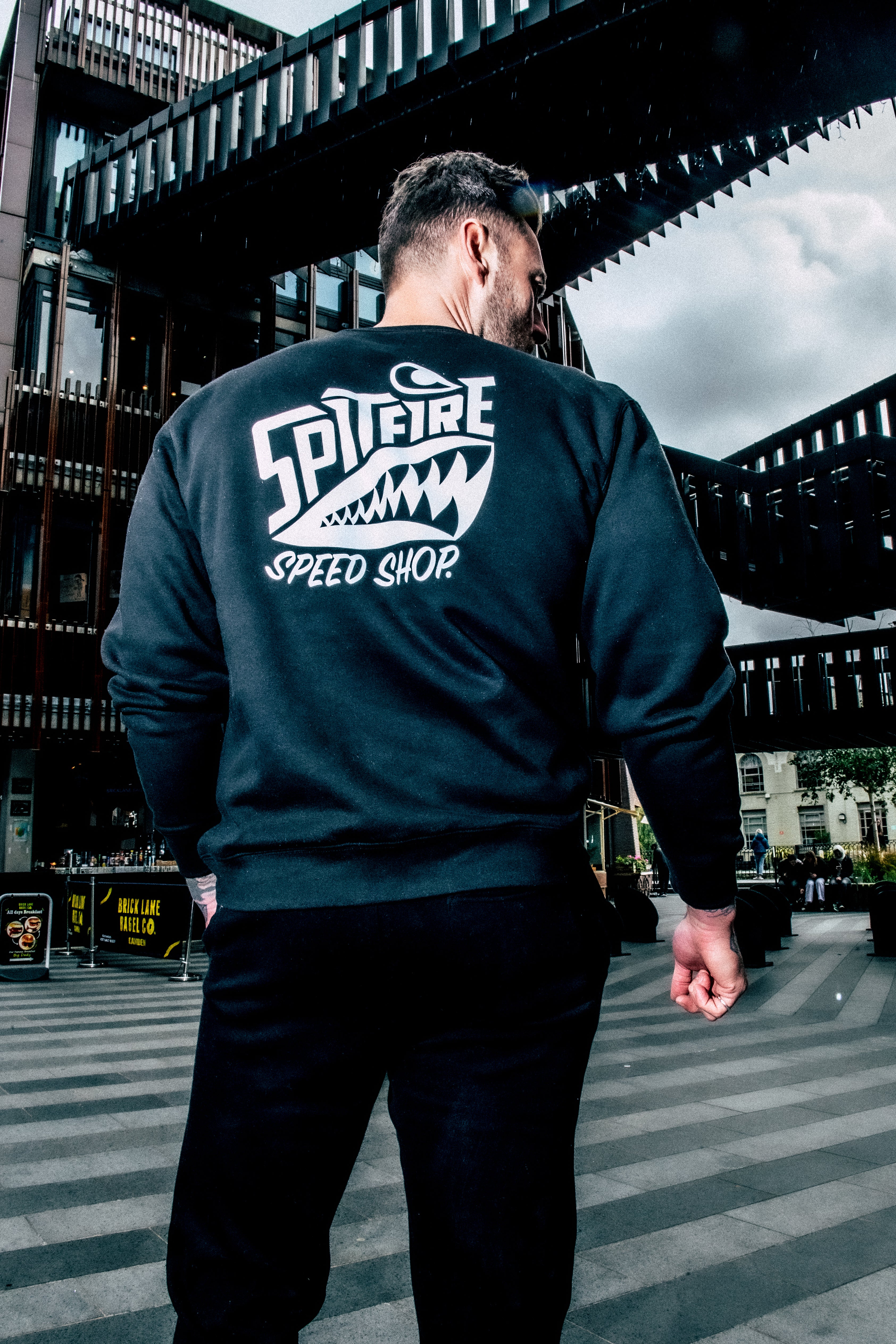 Spitfire Black Crew Sweatshirt With White Logo