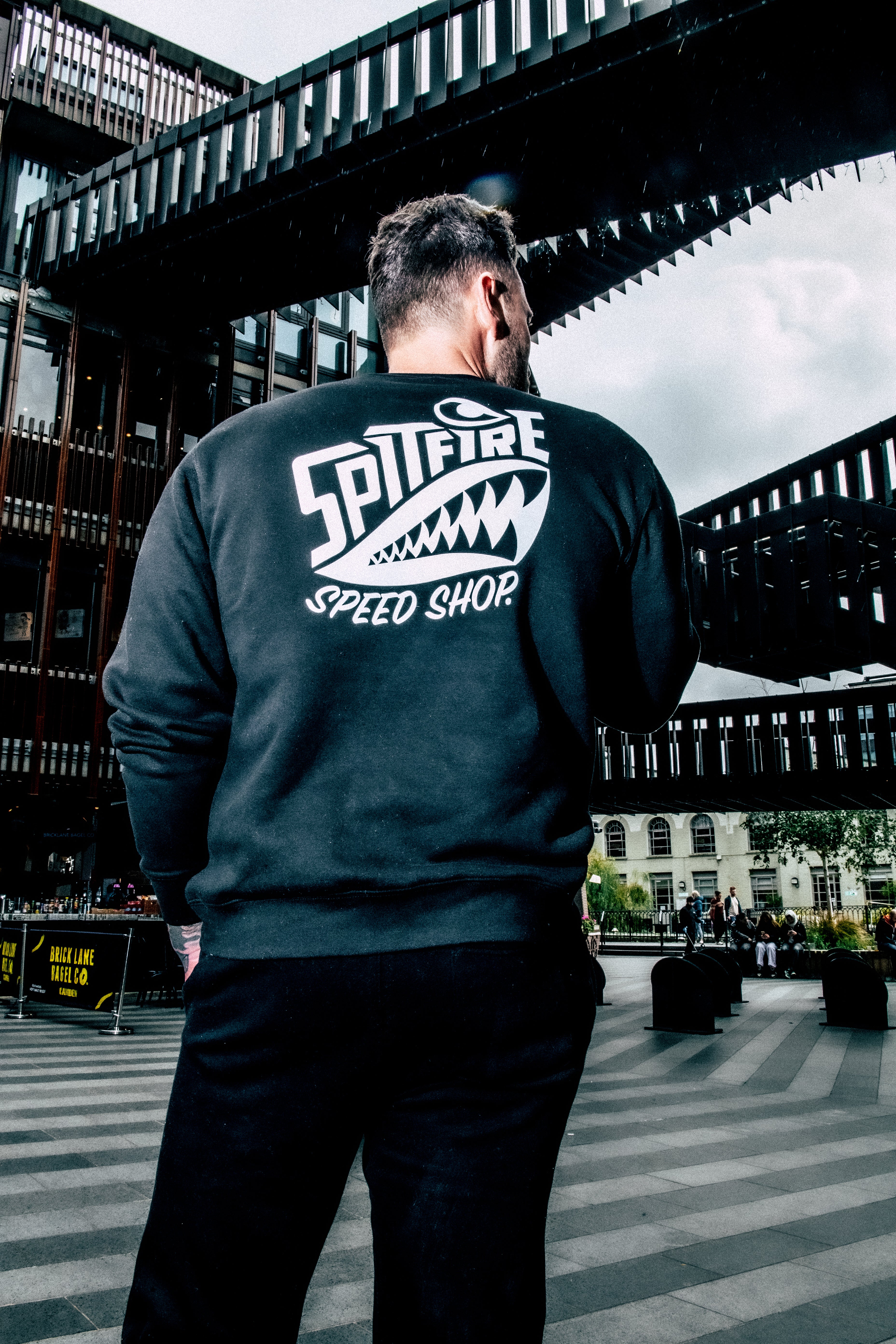 Spitfire Black Crew Sweatshirt With White Logo