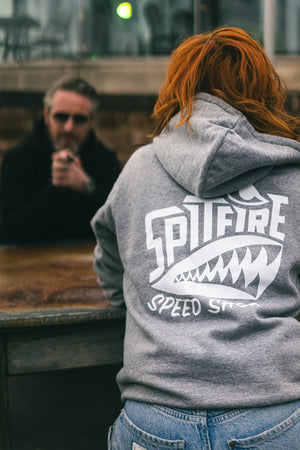 Spitfire Grey Hoodie With White Logo