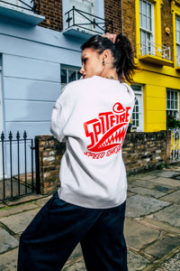 Spitfire Bone White Crew Sweatshirt With Red Logo