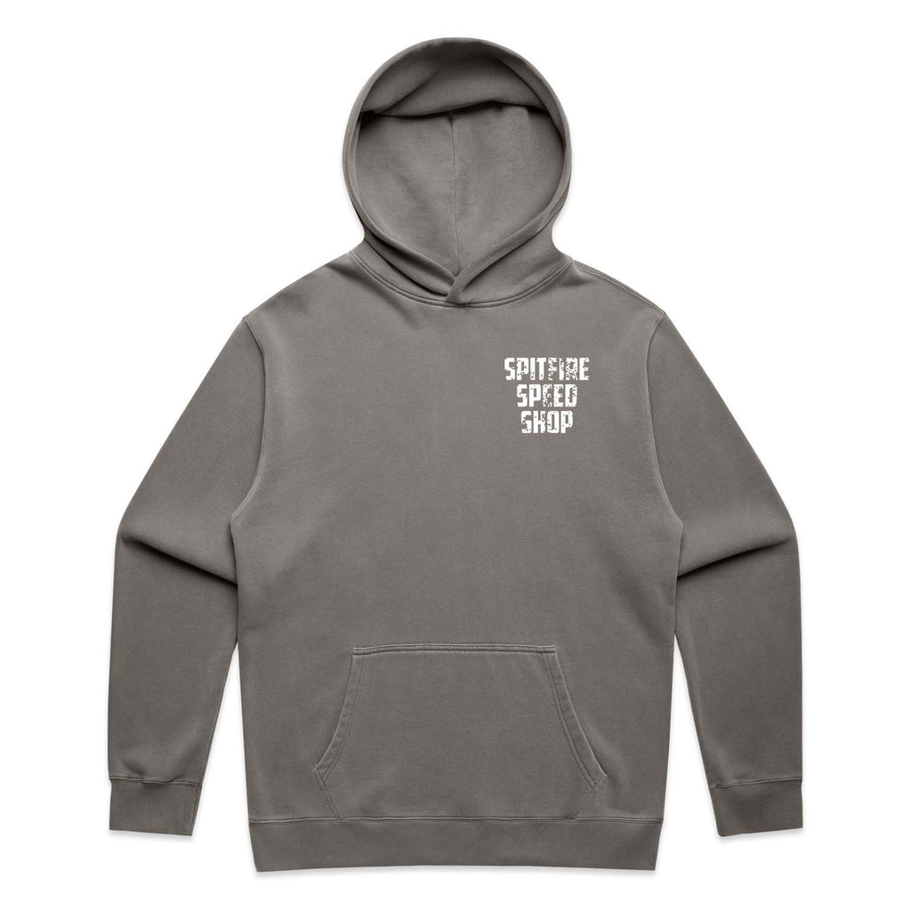 Spitfire Faded Grey Hoodie With White Distressed Logo