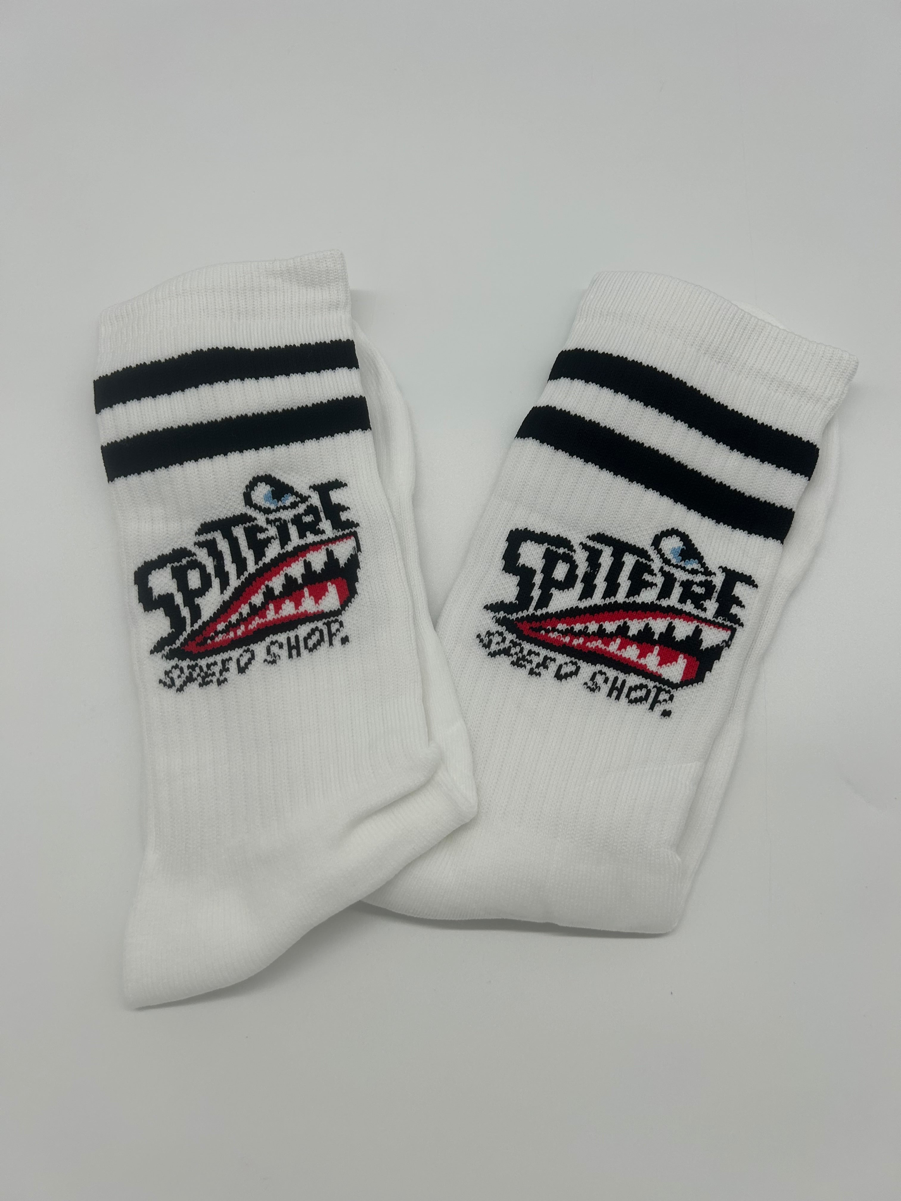 Original Spitfire Speed Shop White Crew Socks