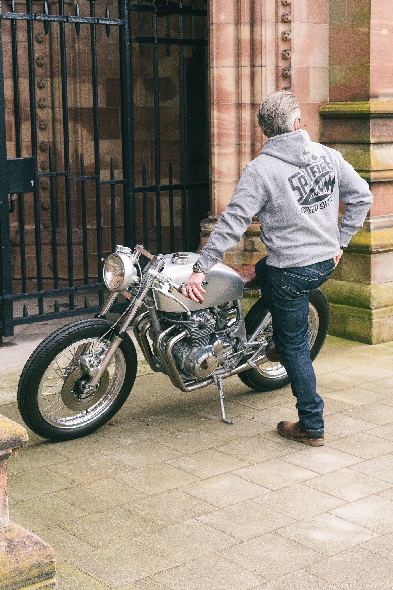 Spitfire Grey Hoodie With Black Logo