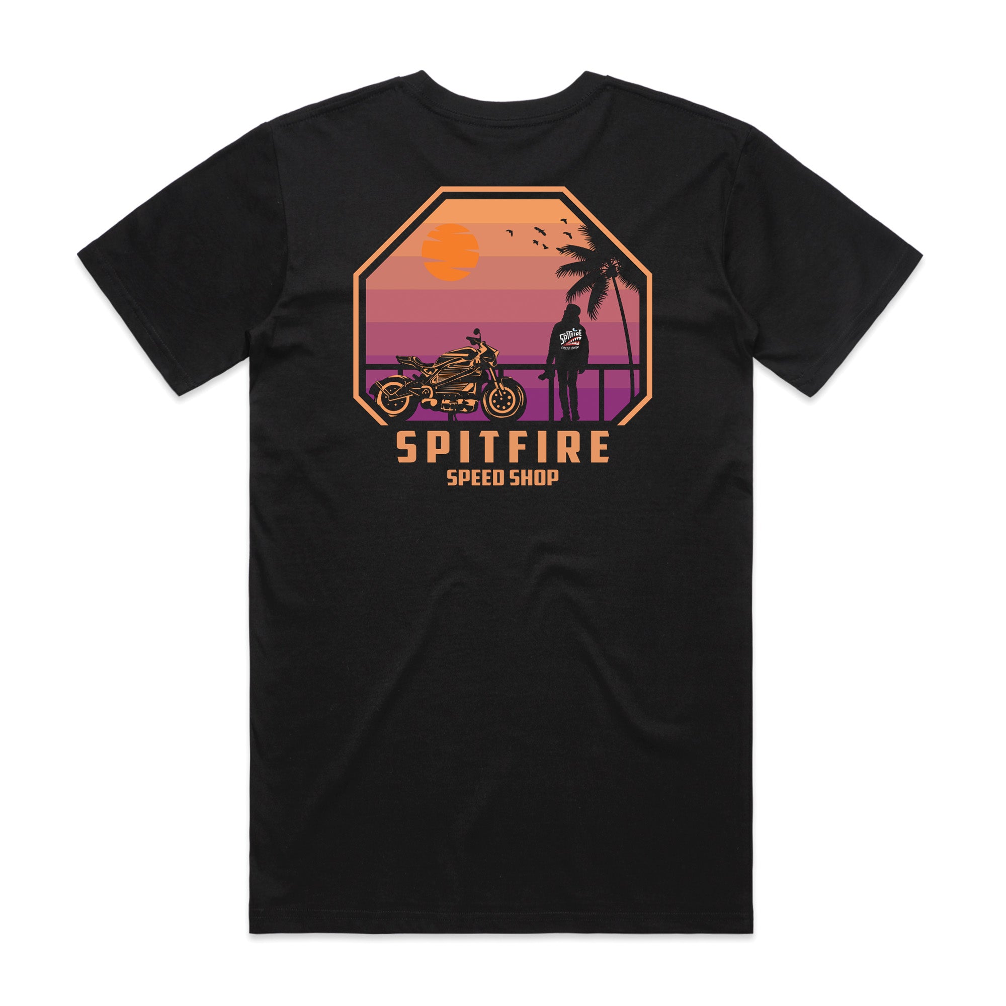 Spitfire Sunset Biker Black T-Shirt