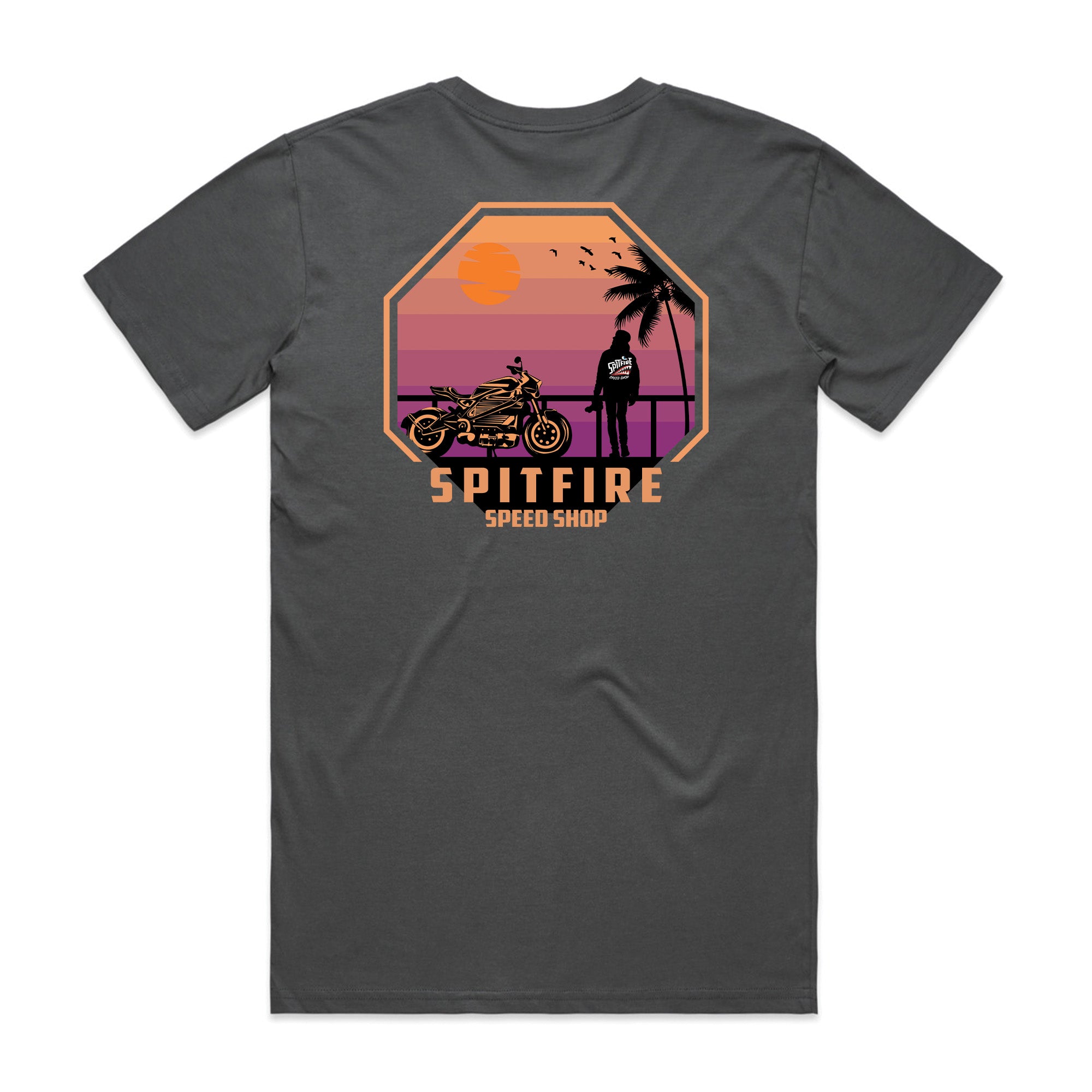 Spitfire Sunset Biker Charcoal T-Shirt