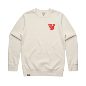 Spitfire Bone White Crew Sweatshirt With Red Logo