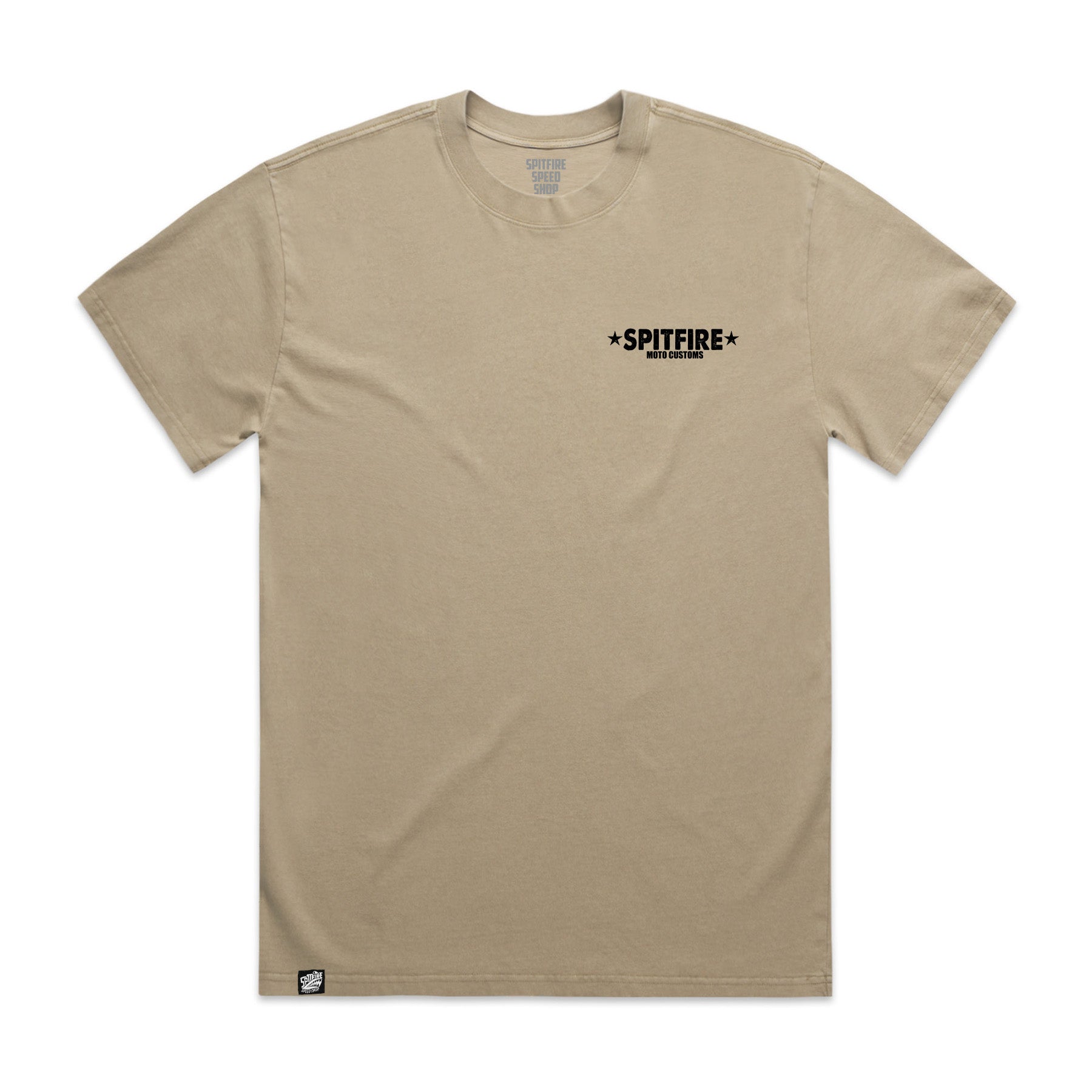 Custom Moto Faded Khaki Brown T-Shirt