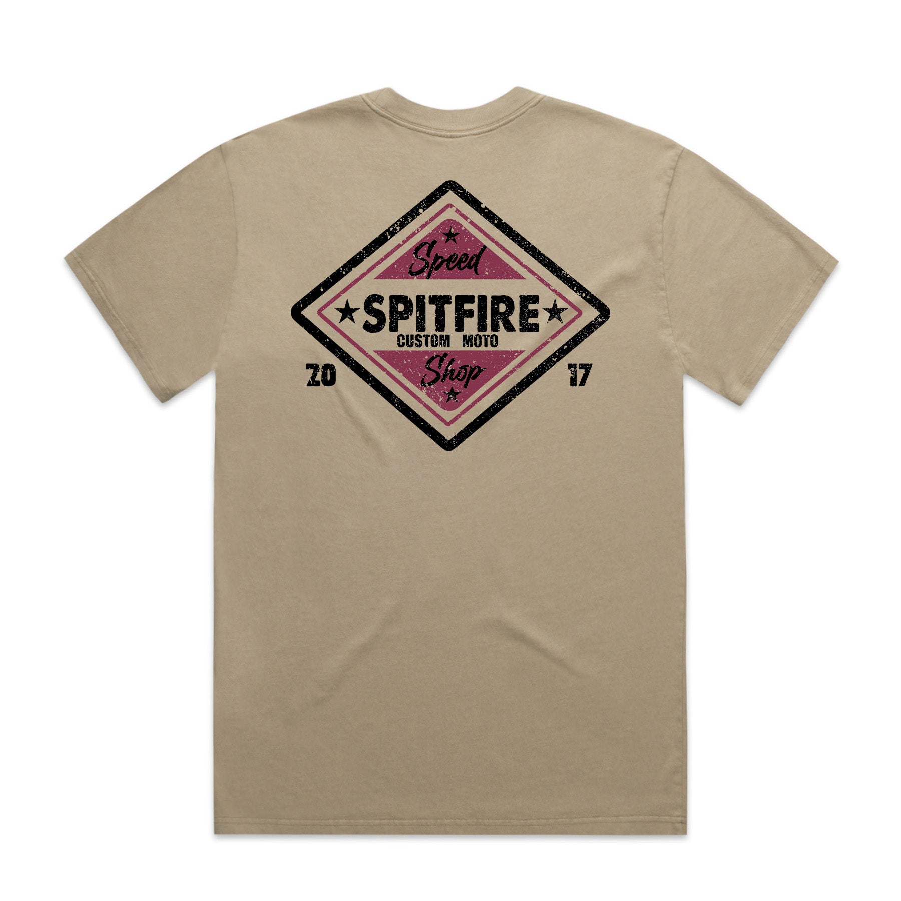 Custom Moto Faded Khaki Brown T-Shirt