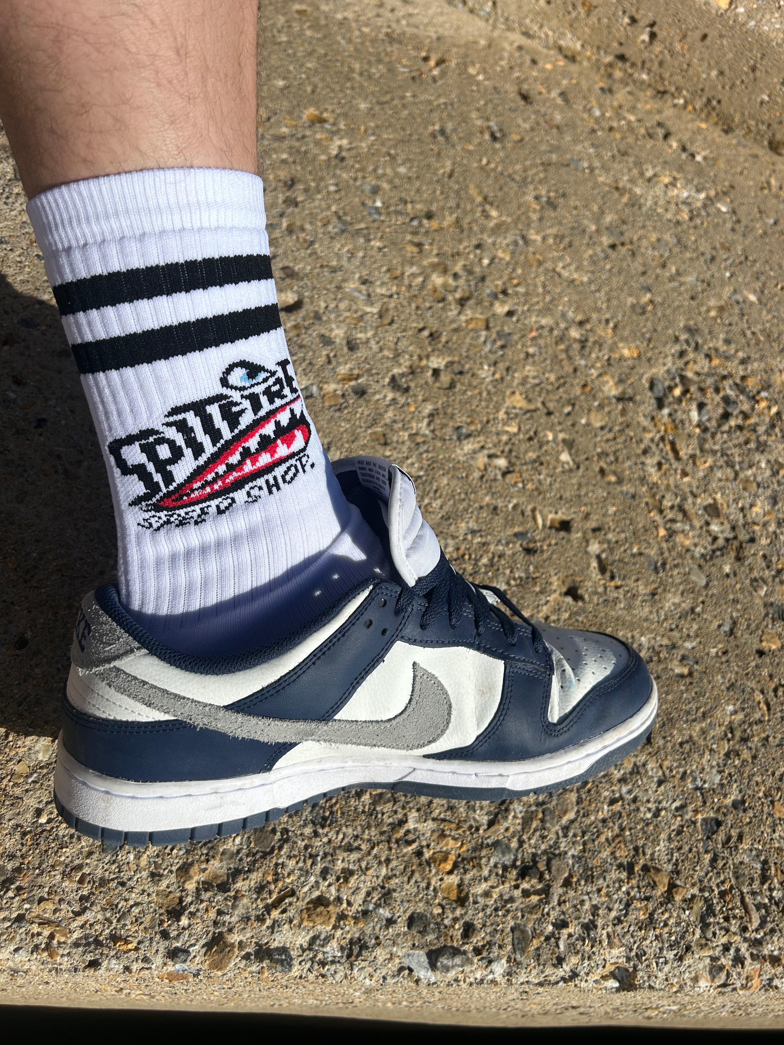 Original Spitfire Speed Shop White Crew Socks