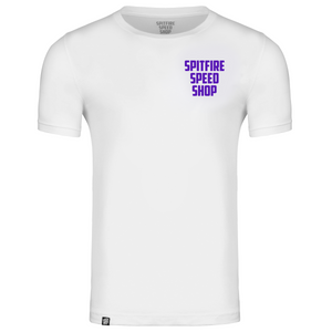 Spitfire White T-Shirt With Purple Logo