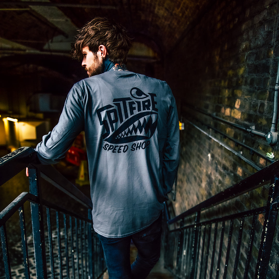 Spitfire Long Sleeve Grey T-Shirt With Black Logo