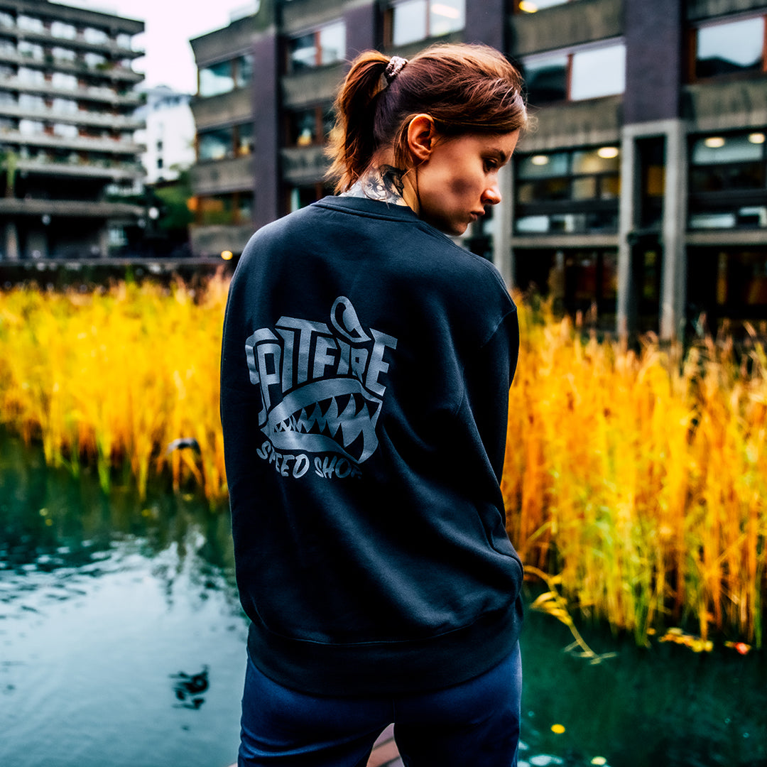 Spitfire Black Sweatshirt With Grey Logo