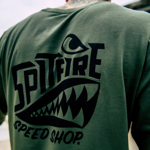 Spitfire Khaki Green Long Sleeve T-Shirt With Black Logo