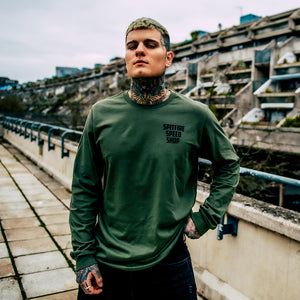 Spitfire Khaki Green Long Sleeve T-Shirt With Black Logo