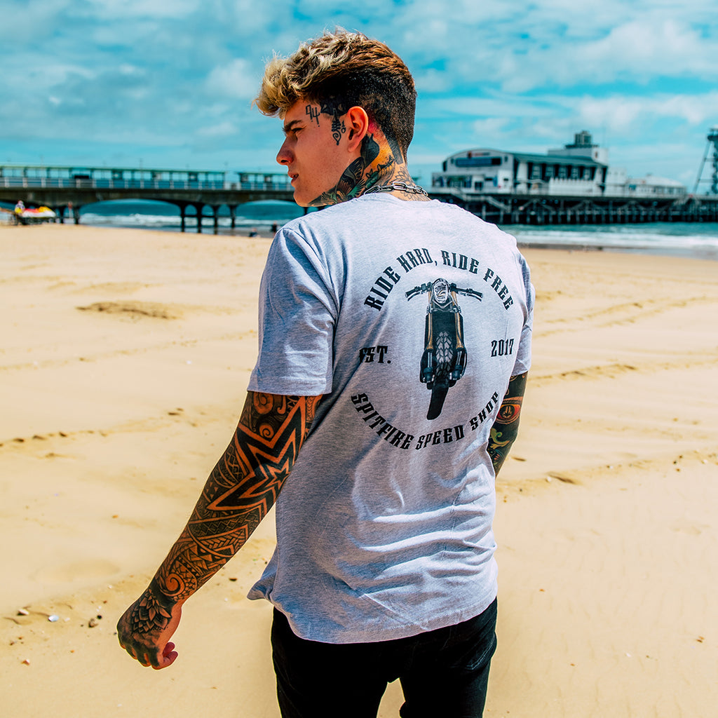 Spitfire White T-Shirt With Ride Hard Logo