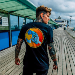 Spitfire Black T-Shirt With Riding Waves Logo