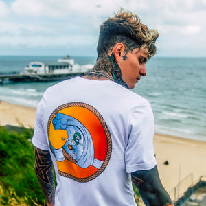 Spitfire White T-Shirt With Riding Waves Logo