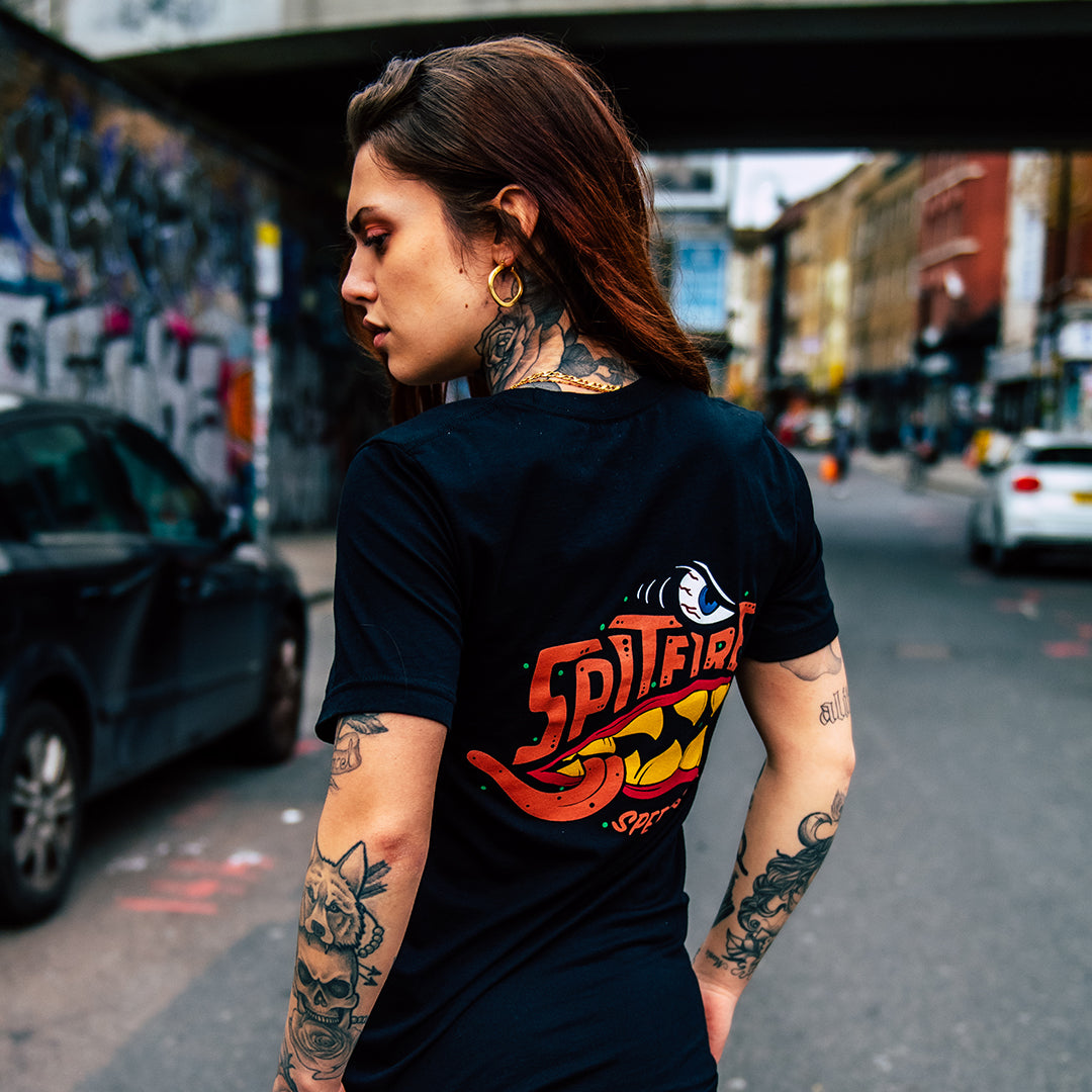 Spitfire T-Shirt Black With Monster Logo