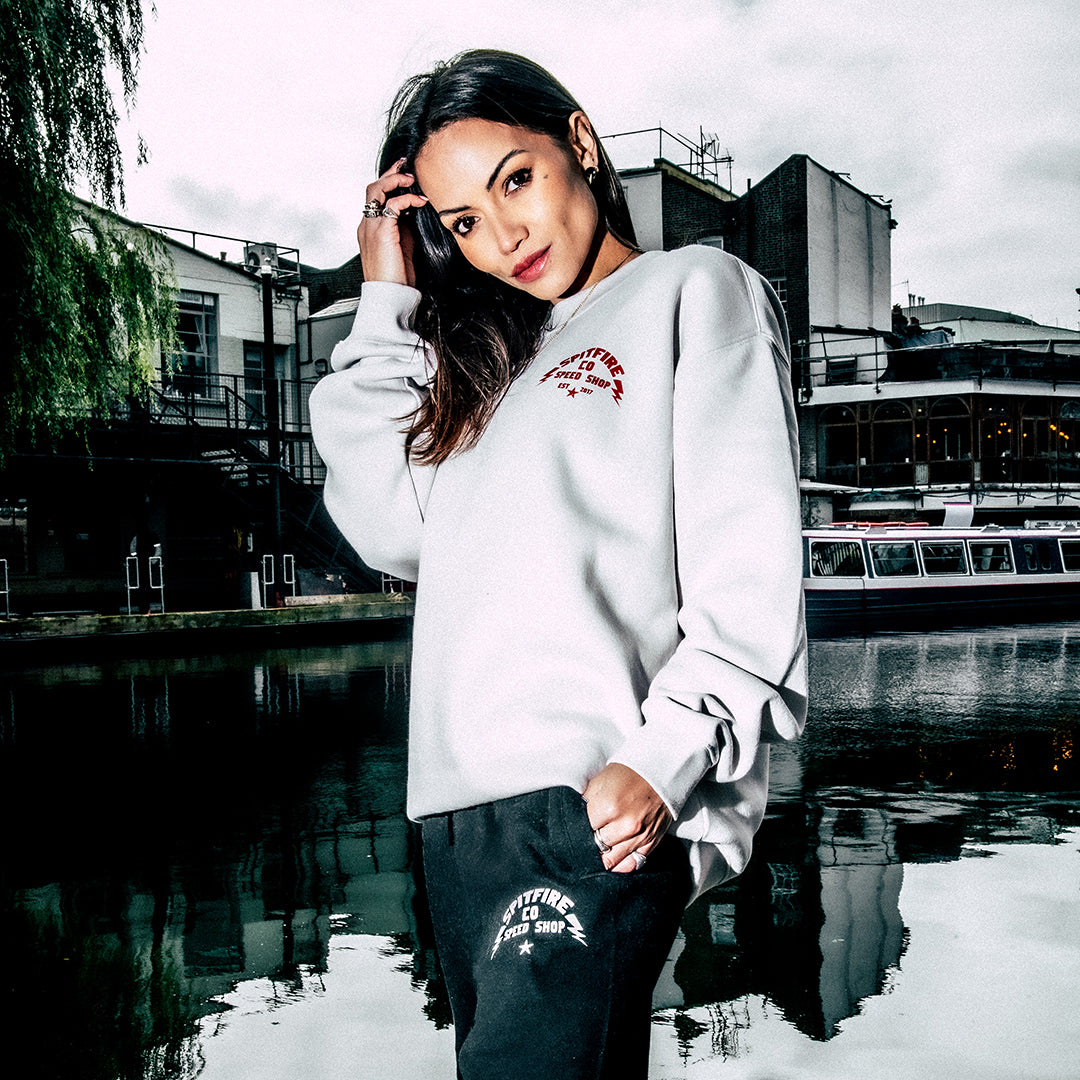 Fuel The Adrenaline Bone White Crew Sweatshirt With Red Logos