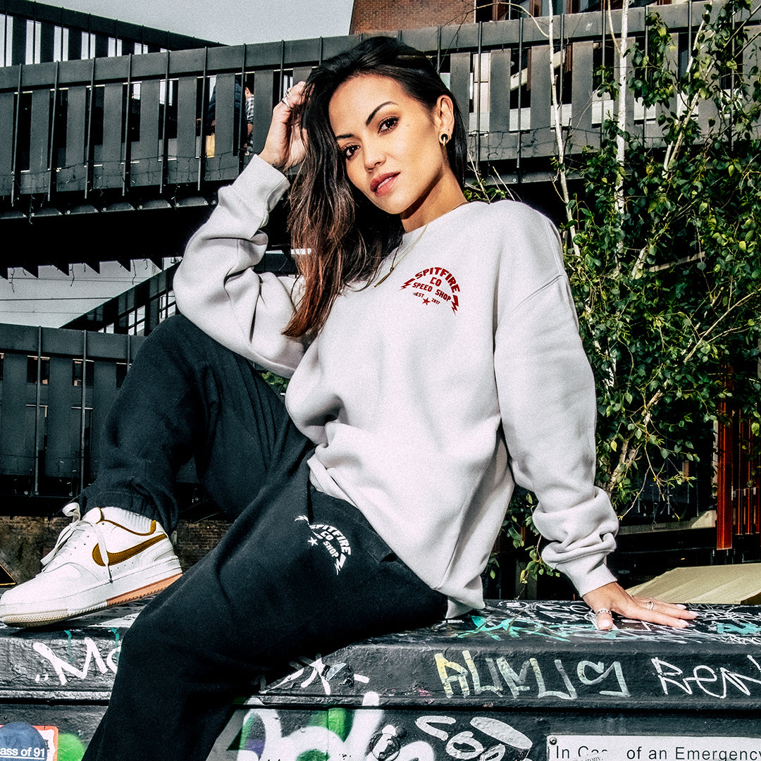 Fuel The Adrenaline Bone White Crew Sweatshirt With Red Logos