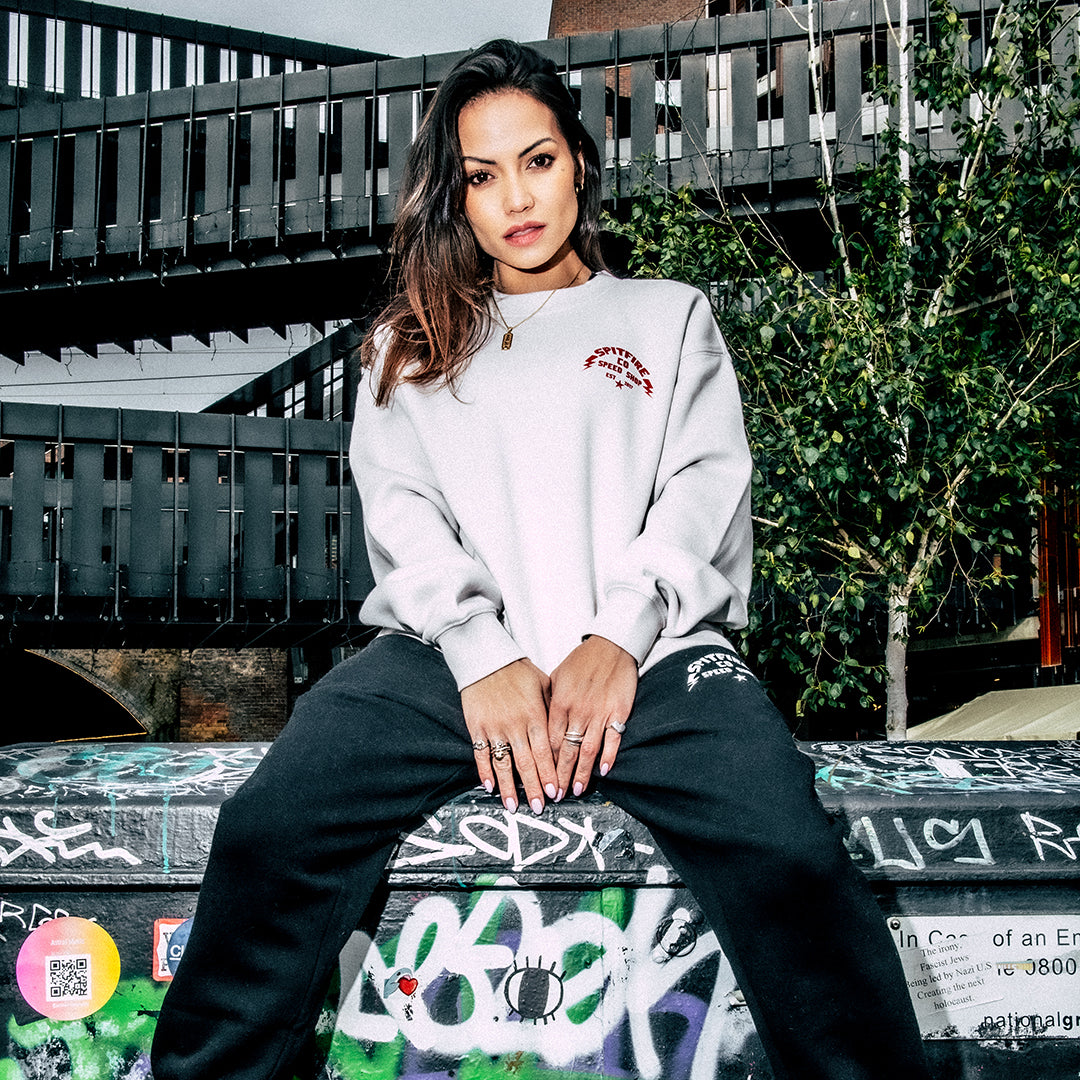 Fuel The Adrenaline Bone White Crew Sweatshirt With Red Logos