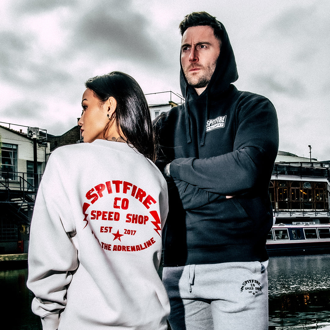 Fuel The Adrenaline Bone White Crew Sweatshirt With Red Logos