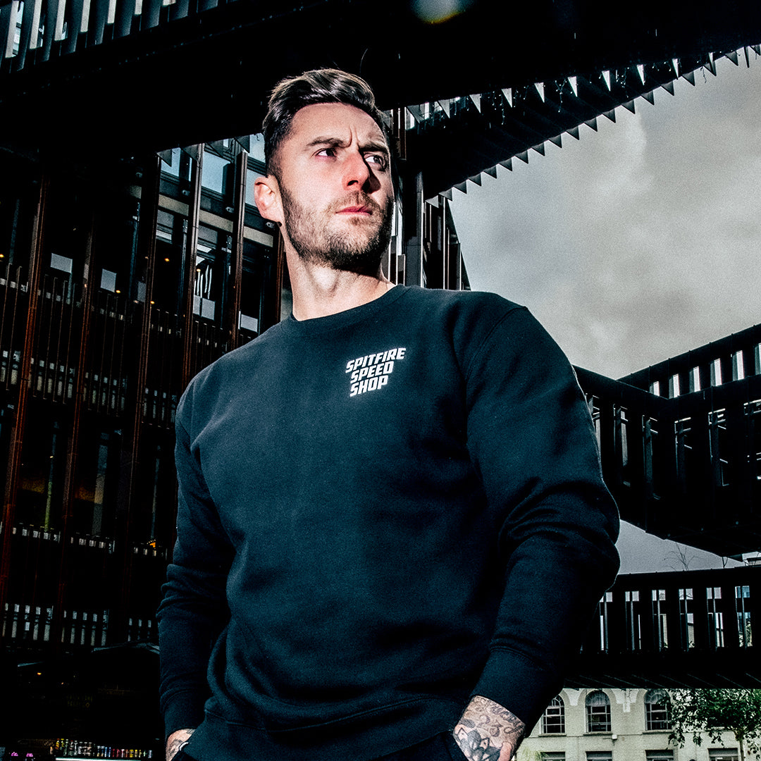 Spitfire Black Crew Sweatshirt With White Logo