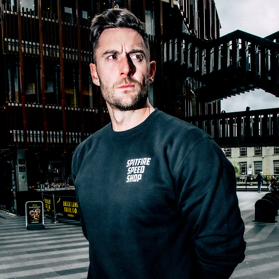 Spitfire Black Crew Sweatshirt With White Logo