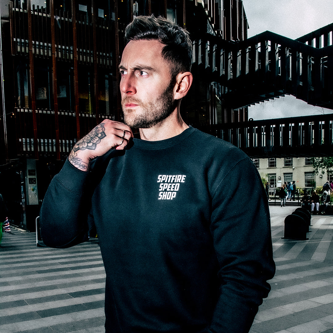 Spitfire Black Crew Sweatshirt With White Logo