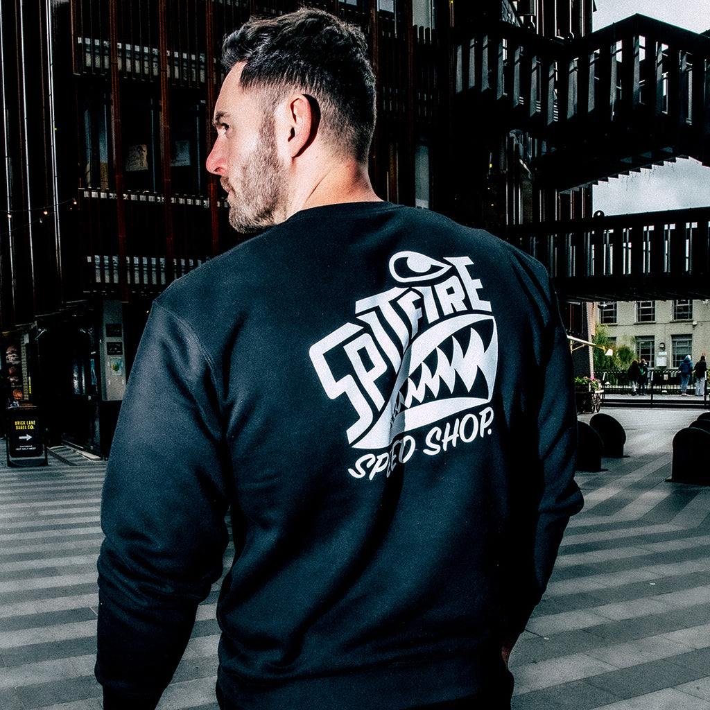 Spitfire Black Crew Sweatshirt With White Logo
