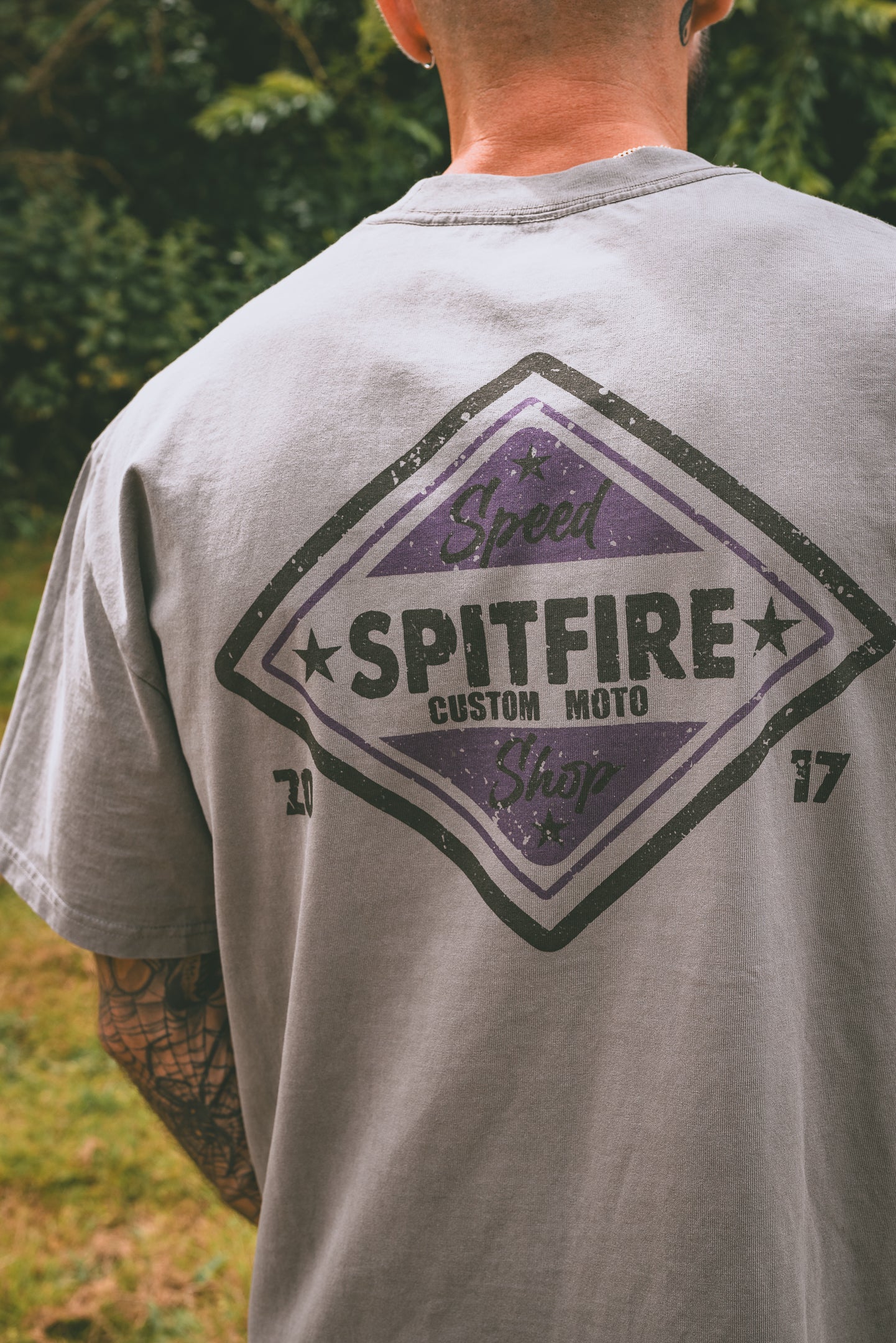 Custom Moto Purple - Faded Grey T-Shirt