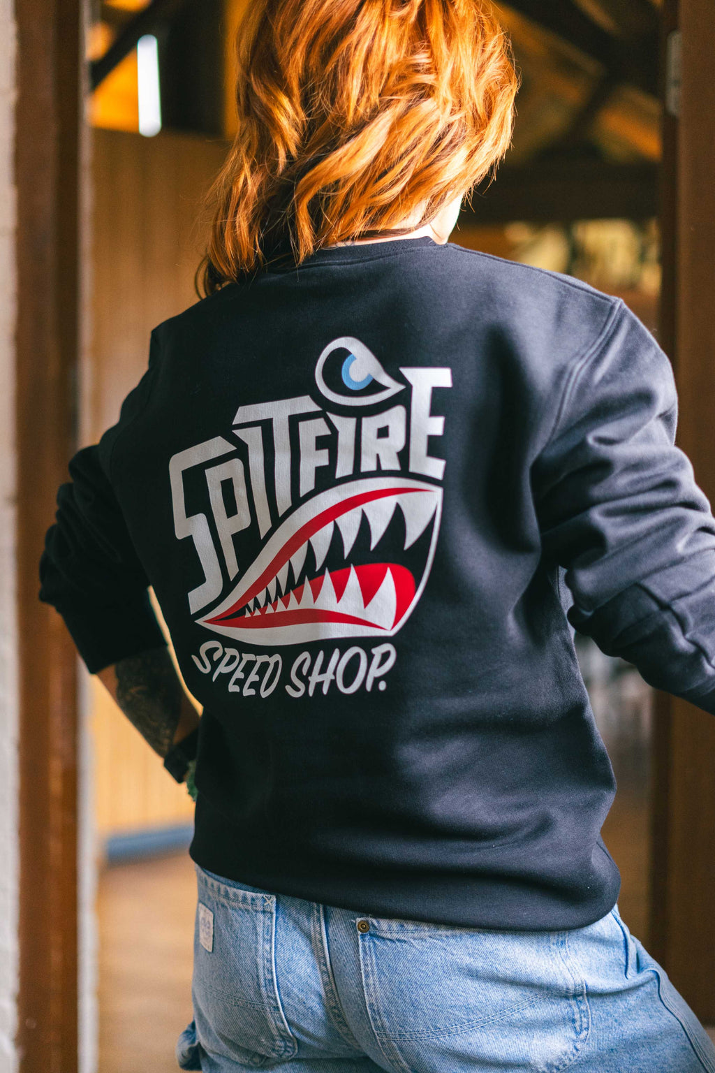 Black Spitfire Sweatshirt With Full Colour Logo