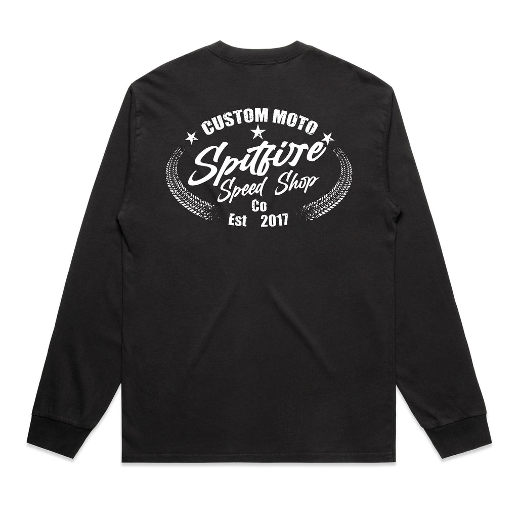 Spitfire Custom Moto Faded Black Long Sleeve T-Shirt