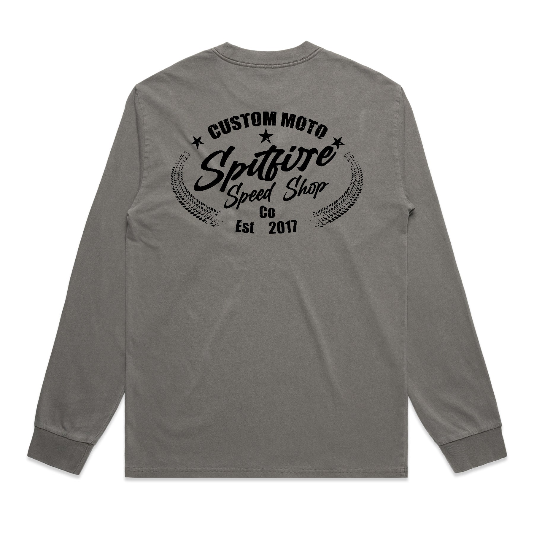 Custom Moto Faded Grey Long Sleeve T-Shirt