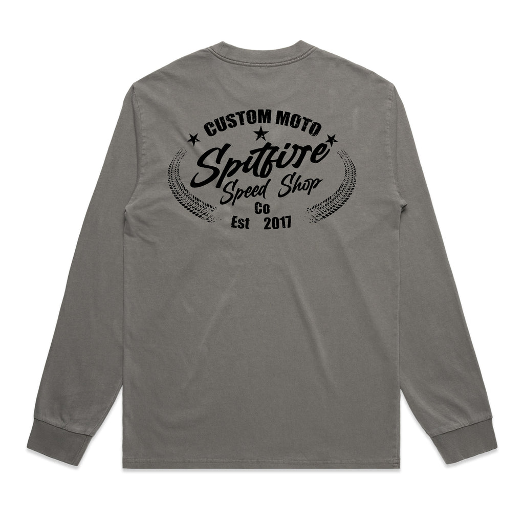 Spitfire Custom Moto Faded Grey Long Sleeve T-Shirt