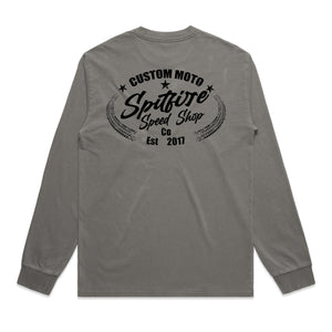 Custom Moto Faded Grey Long Sleeve T-Shirt