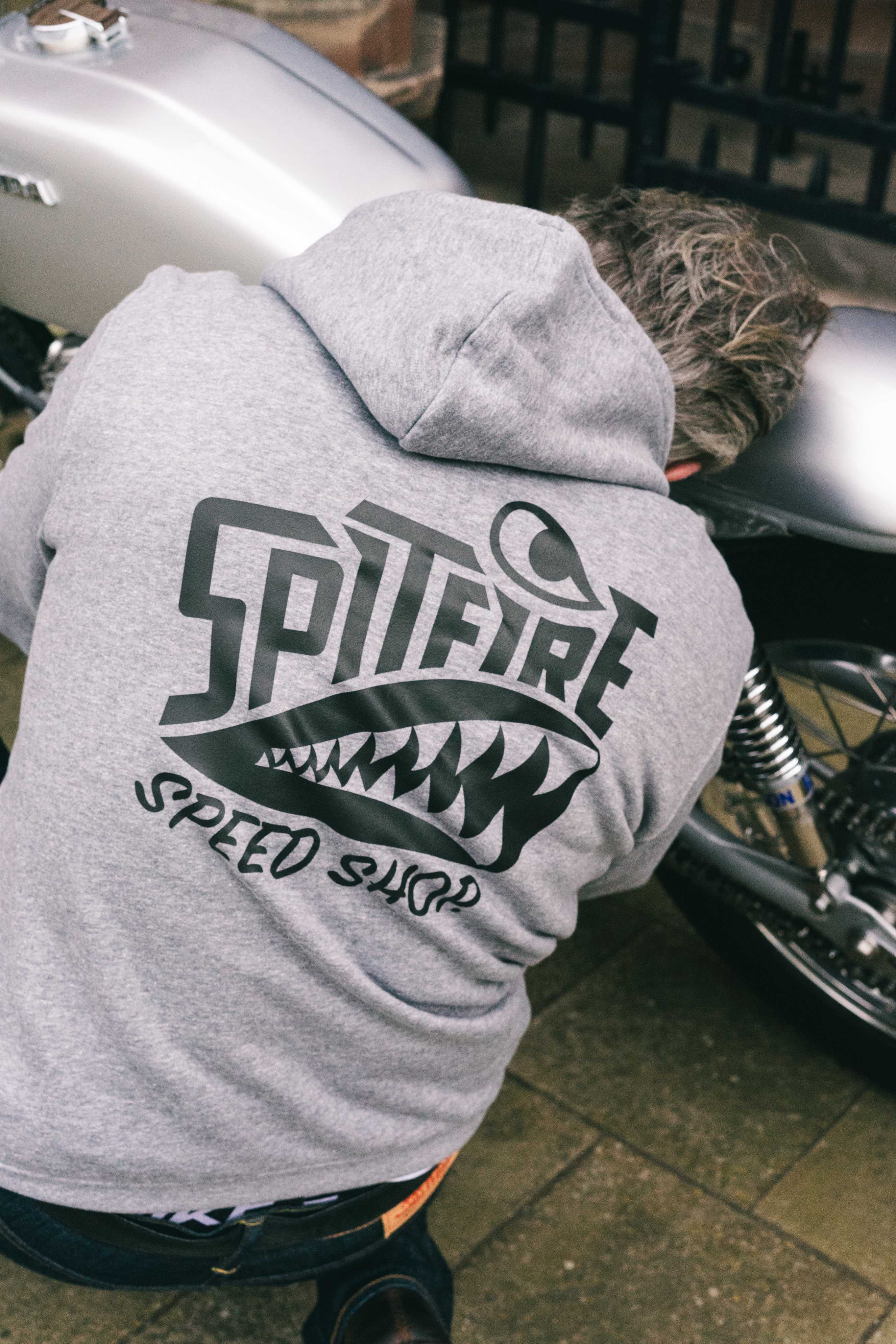 Spitfire Grey Hoodie With Black Logo