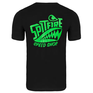 Spitfire Tee Black With Green Logo