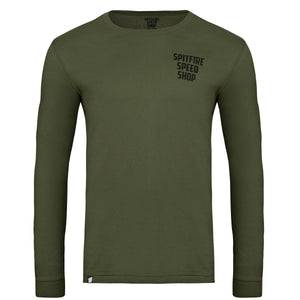 Spitfire Khaki Green Long Sleeve T-Shirt With Black Logo