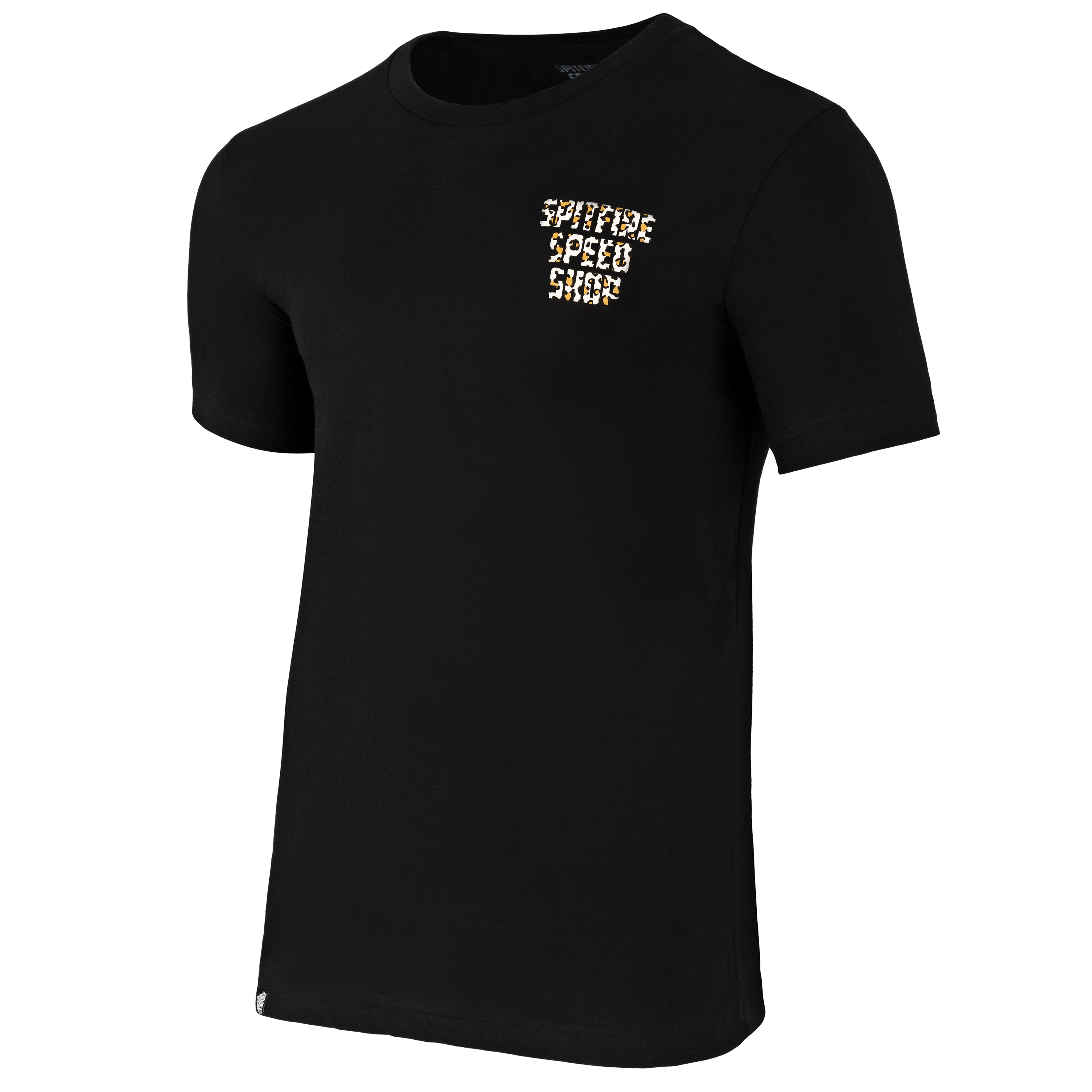 Spitfire Black T-Shirt With Leopard Print Logo