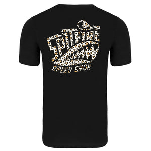 Spitfire Black T-Shirt With Leopard Print Logo
