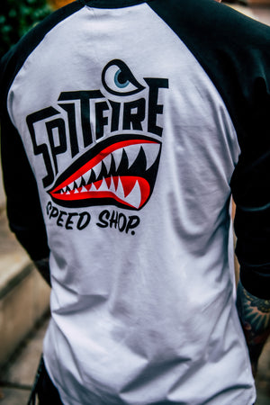 Spitfire White Baseball T-Shirt With Full Colour Logo