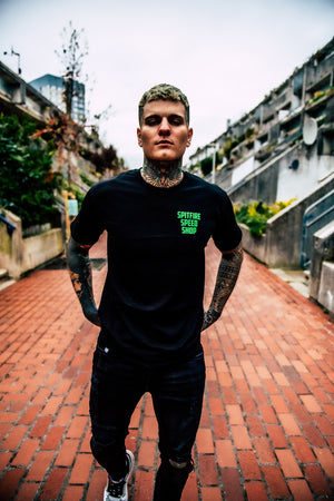 Spitfire Tee Black With Green Logo