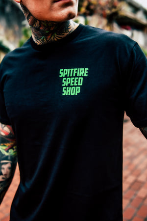 Spitfire Black T-Shirt With Green Logo