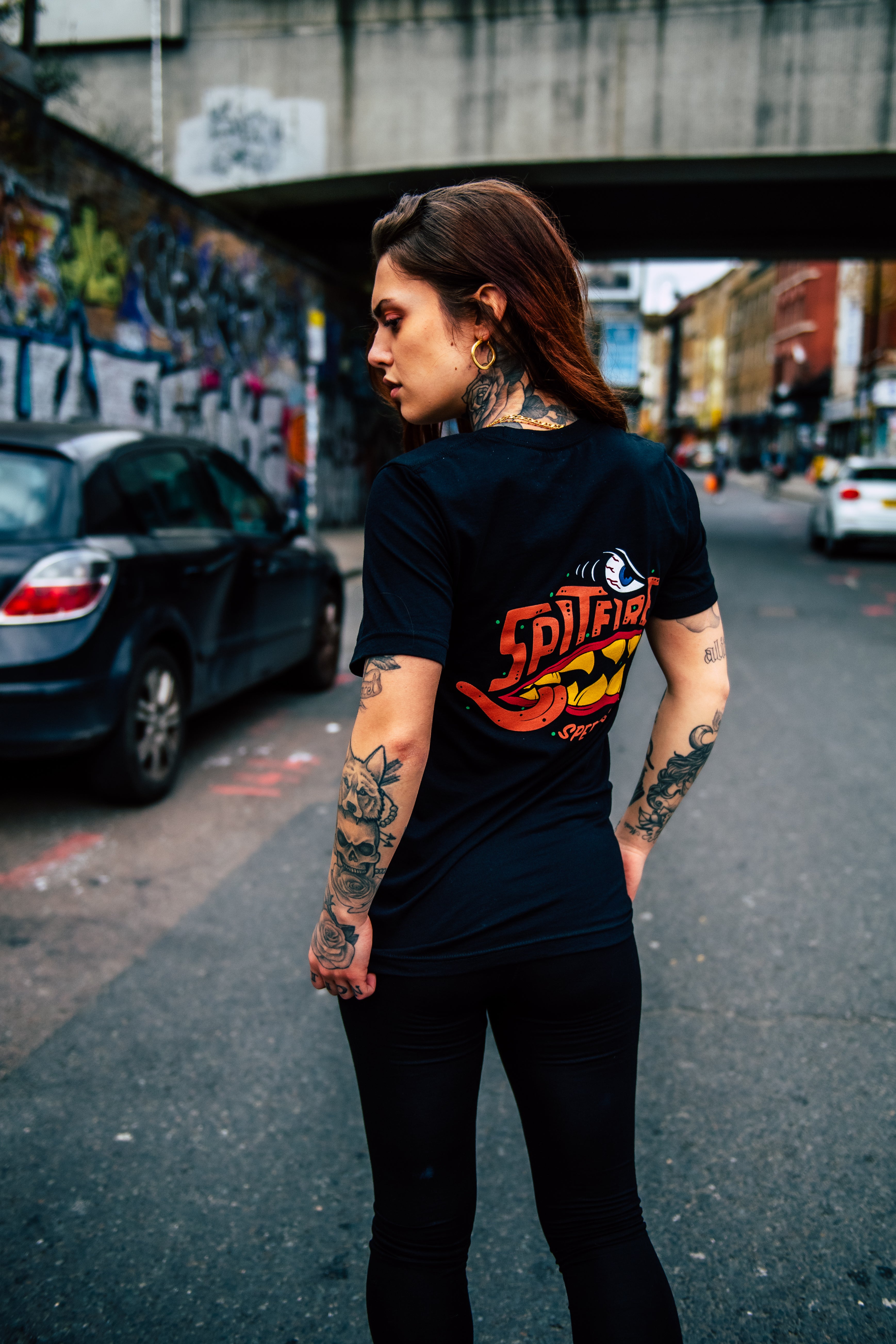 Spitfire Tee Black With Monster Logo