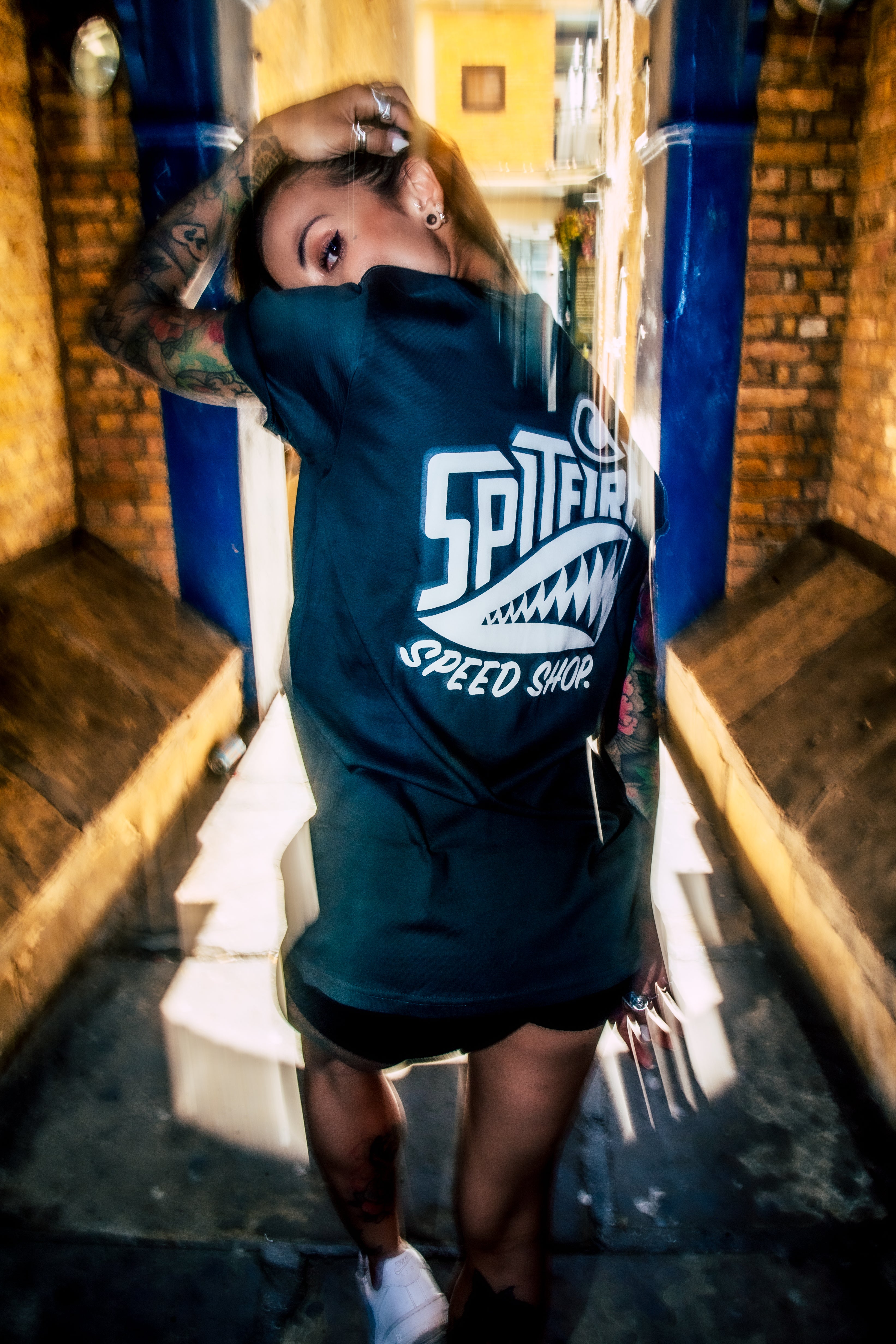 Spitfire Tee Midnight Blue With White logo